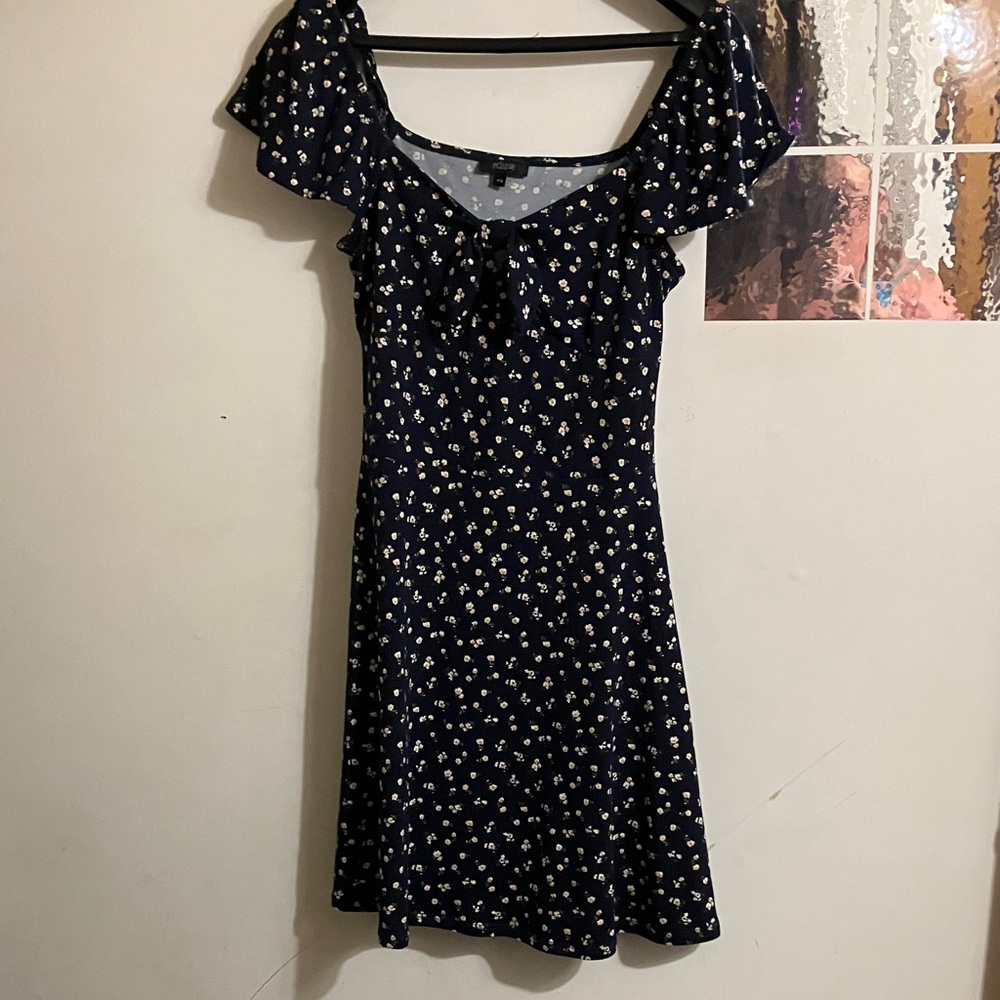 Navy Blue Floral Dress A-Line Dress Made by: Eclipse